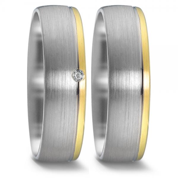 Trauringe Weiss-Gelbgold von Weidner 61035 + 71035
